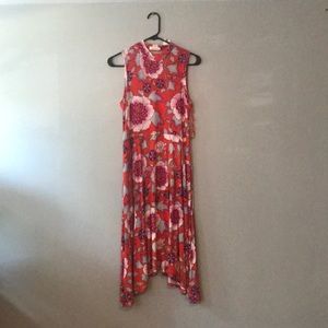 Red floral halter dress